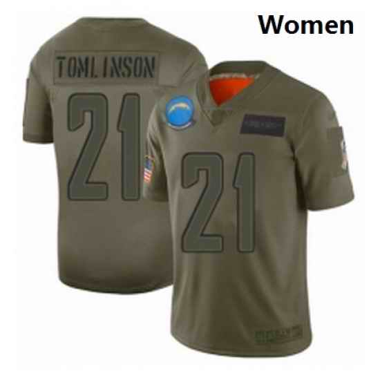 Womens Los Angeles Chargers 21 LaDainian Tomlinson Limited Camo 2019 Salute to Service Football Jersey